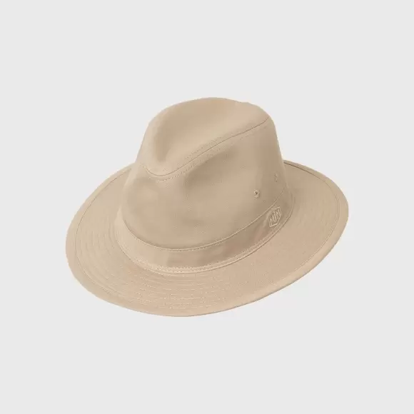 MJM Oss Organic Cotton beige hat i økologisk bomuld – skrå visning
