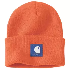 Carhartt Rubber Patch Hue ribstrikket beanie med Carhartt gummilogo