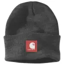 Carhartt Rubber Patch Hue ribstrikket beanie med Carhartt gummilogo Carhartt Rubber Patch Hue ribstrikket beanie med Carhartt gummilogo