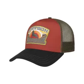 Stetson Trucker Cap Wolf med ulvemotiv på fronten, buet skygge og ventilerende mesh-bagside.