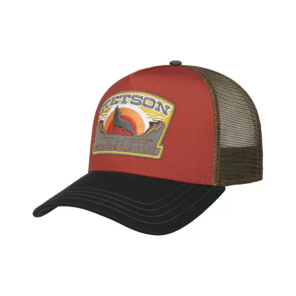 Stetson Trucker Cap Wolf med ulvemotiv på fronten, buet skygge og ventilerende mesh-bagside. Stetson Trucker Cap Wolf med ulvemotiv på fronten, buet skygge og ventilerende mesh-bagside.